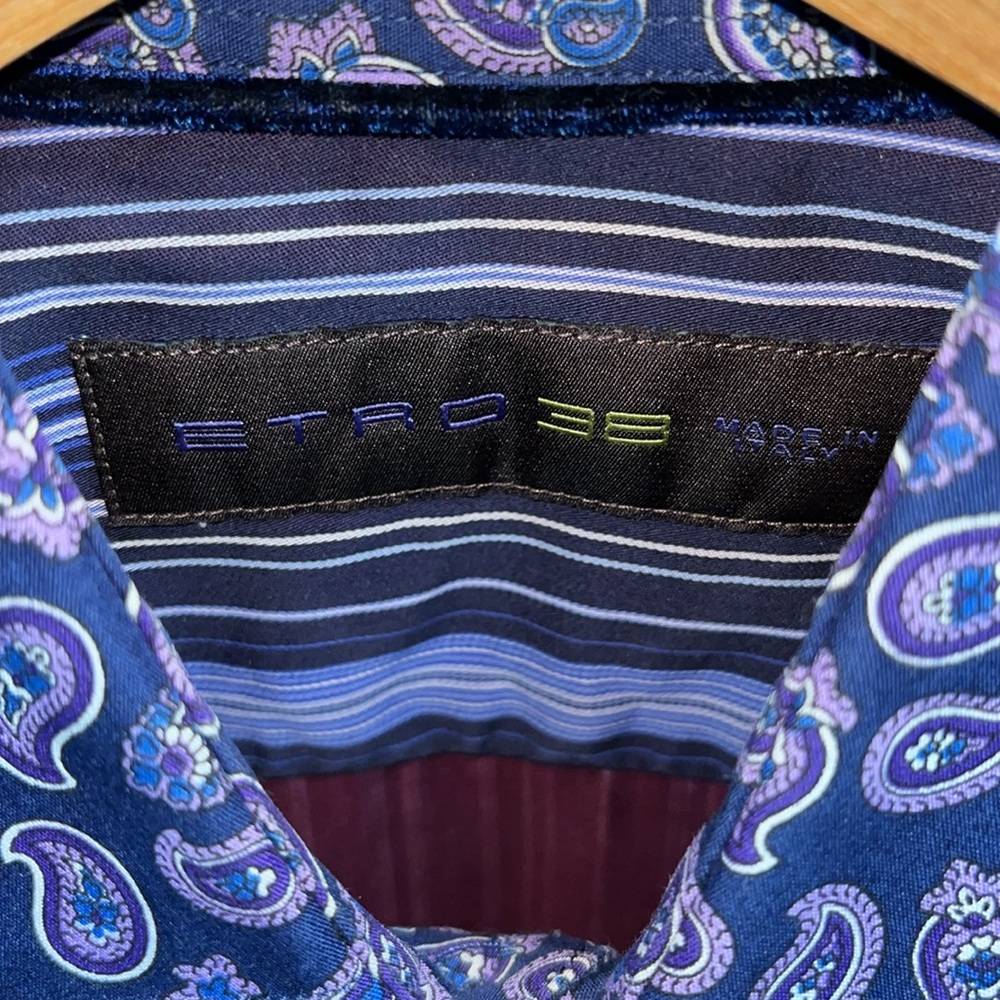 Etro Men’s Dress Shirt Size 38 (US 15) - Picture 2 of 14